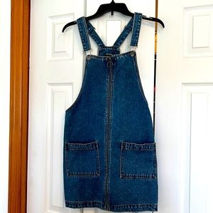 Blue denim mini dress with zipper